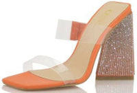 $55 Orange Triangular Block Heel